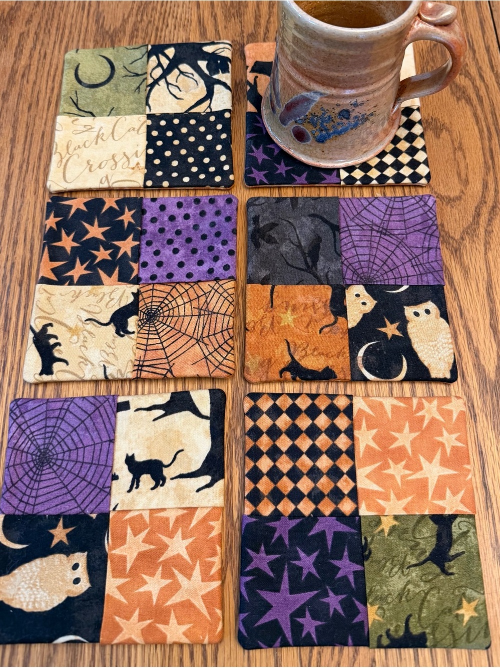 Handmade Halloween Patchwork Drink Coasters